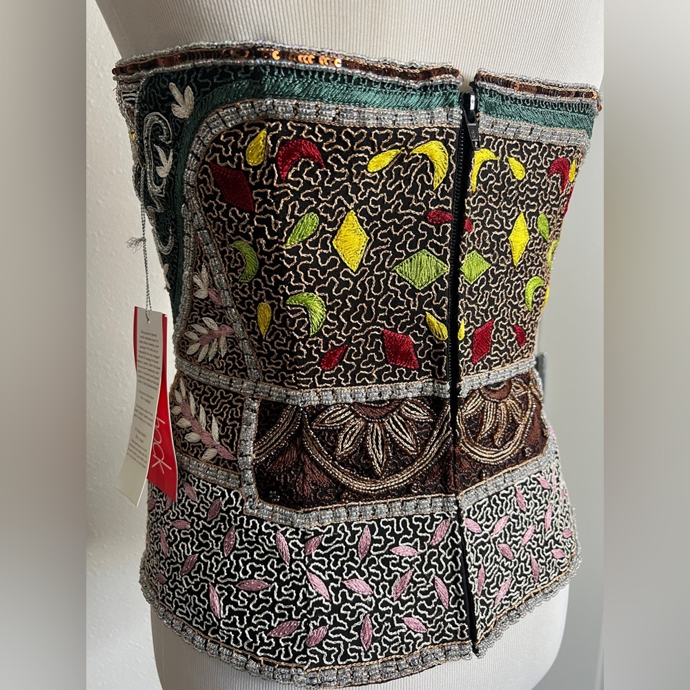 Vintage Anthropologie Aftershock Corset Cami Silk Beaded 90s Party Sexy MoneyNEW - Picture 15 of 17
